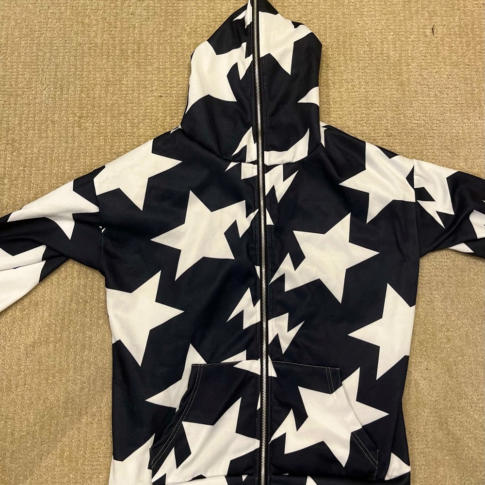 A Y2K inspired black and white full zip